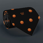 Elegant Orange Basketball Monogram Initials Black Tie<br><div class="desc">Dribble into style with our Basketball Pattern Tie – a slam dunk choice for basketball fans and sports enthusiasts. This tie isn't just an accessory; it's a visual celebration of the fast-paced and dynamic world of basketball. The meticulously crafted basketball pattern design adds a touch of athletic flair to your...</div>
