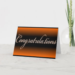 Elegant orange black fade Congratulations card