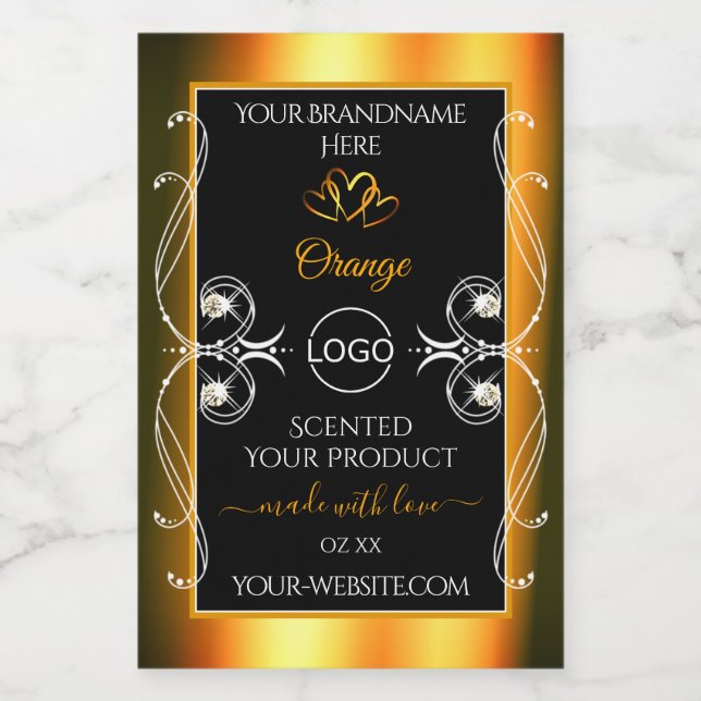 Elegant Orange Black Glamour Product Labels Logo (Single Label)