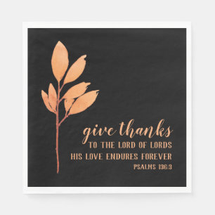 Elegant Orange Black Thanksgiving Religious  Napkin