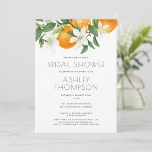 Elegant Orange Blossom Foliage Bridal Shower Invitation