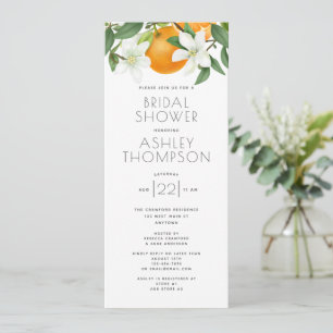 Elegant Orange Blossom Foliage Bridal Shower Invitation