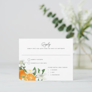 Elegant Orange Blossom Foliage Wedding Reply Card