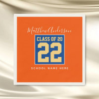 Elegant Orange Blue & Gold Graduation Party
