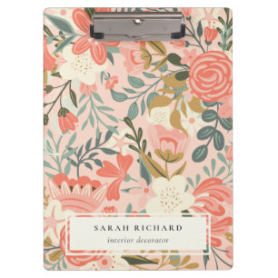 Elegant Orange Blush Peach Green  Ambrosia Floral Clipboard