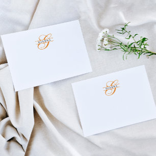 Elegant Orange Calligraphy Split Monogram Card