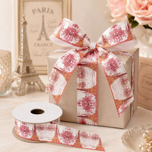 Elegant orange chandelier paris eiffel tower satin ribbon