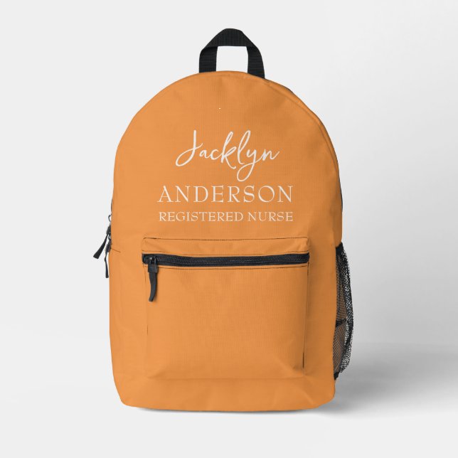 Elegant Orange Custom Nurse  Printed Backpack (Front)