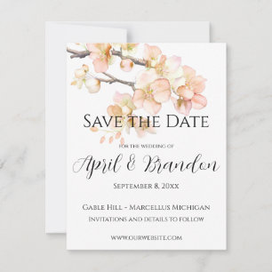 Elegant Orange floral blossoms elegant script Save The Date