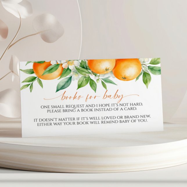 Elegant Orange Floral Book for Baby Enclosure Card (Creator Uploaded)