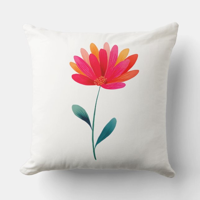 Elegant Orange Floral Botanical Throw Pillow (Front)