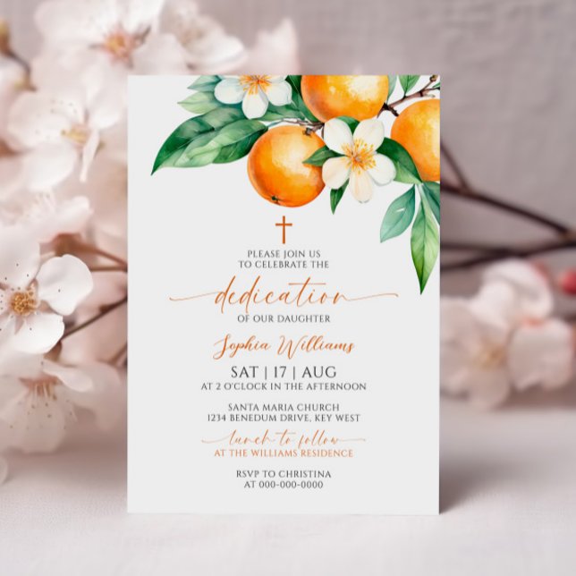 Elegant Orange Floral Dedication Invitation (Creator Uploaded)
