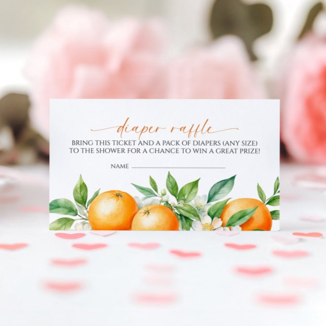 Elegant Orange Floral Diaper Raffle  Enclosure Card (Creator Uploaded)
