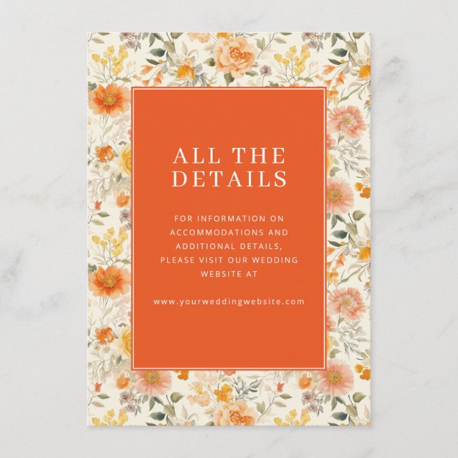 Elegant Orange Floral Enclosure Card (Front)
