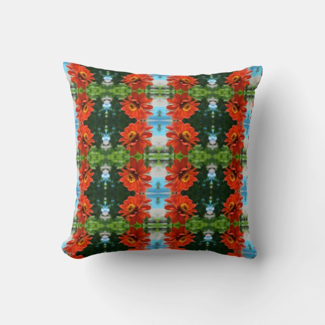 Elegant Orange floral flower daisy Cushion (Front)