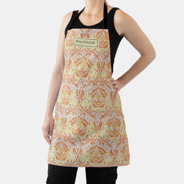 Elegant Orange Floral Pattern Apron (Insitu)