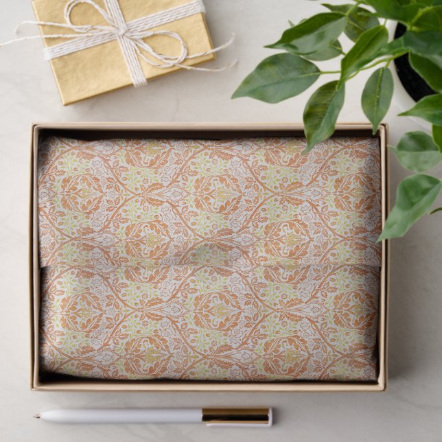 Elegant Orange Floral Pattern Tissue Paper (Gift)