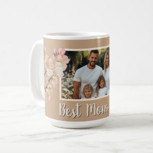 Elegant orange floral personalized photo mom coffee mug