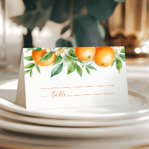 Elegant Orange Floral Wedding  Place Card
