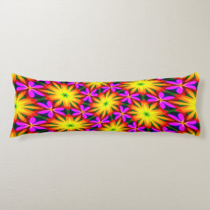 Elegant Orange Flower Pattern Body Cushion