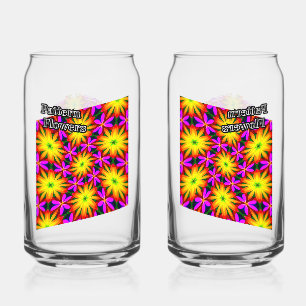 Elegant Orange Flower Pattern Can Glass