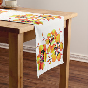 Elegant Orange Flowers Harlequin Gardening Plants Short Table Runner