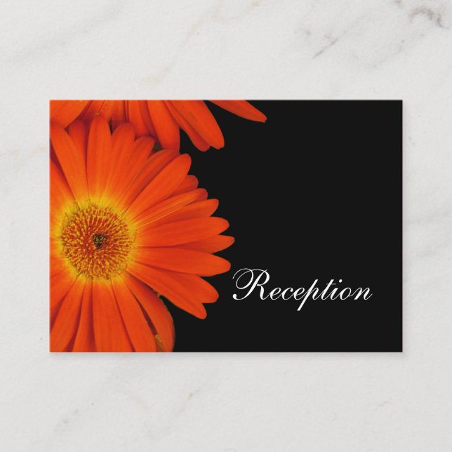 elegant orange gerbera daisy flowers  reception enclosure card (Front)