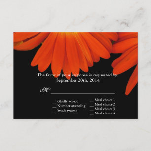 elegant orange gerbera daisy flowers RSVP Card