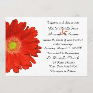 Elegant Orange Gerbera Daisy Wedding Invitation