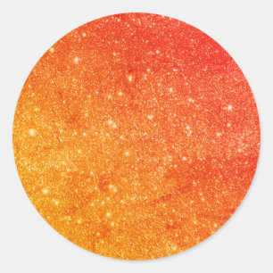 Elegant Orange Glitter Classic Round Sticker