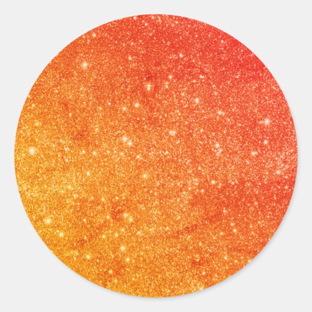 Elegant Orange Glitter  Classic Round Sticker (Front)