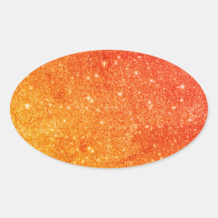Elegant Orange Glitter  Oval Sticker