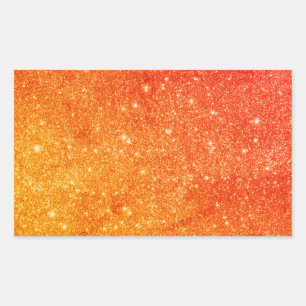 Elegant Orange Glitter Rectangular Sticker