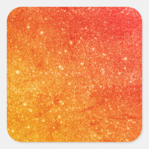 Elegant Orange Glitter Square Sticker