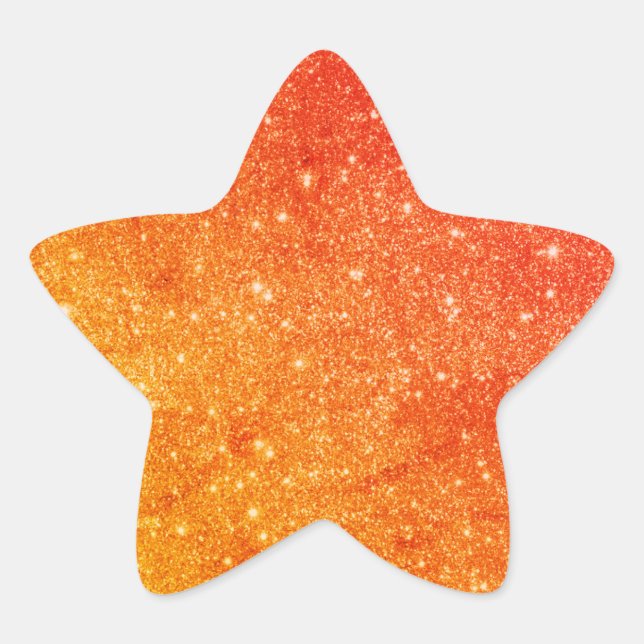 Elegant Orange Glitter Star Sticker (Front)