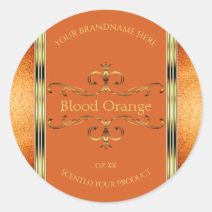 Elegant Orange Gold Product Labels Glitter Borders