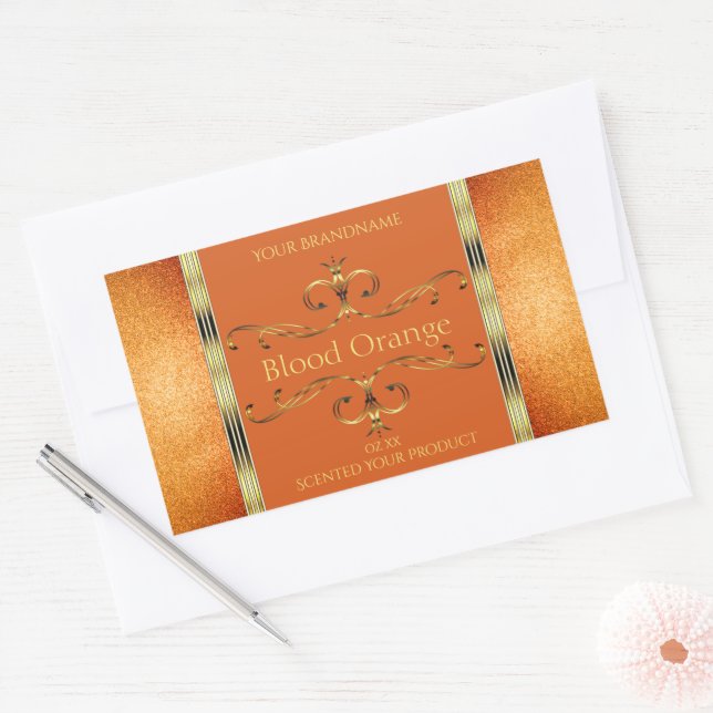 Elegant Orange Gold Product Labels Glitter Borders (Envelope)
