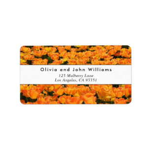 Elegant Orange Gold Tulips Return Address Labels