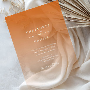 Elegant Orange Gradient Acrylic Wedding Acrylic Invitations