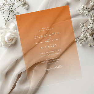 Elegant Orange Gradient Acrylic Wedding Acrylic Invitations