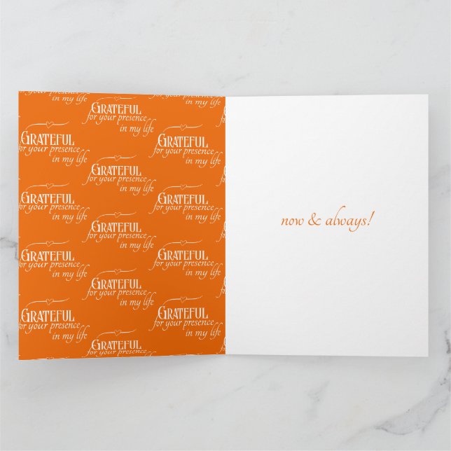 Elegant Orange Grateful Festive Thanksgiving Card  (Inside)