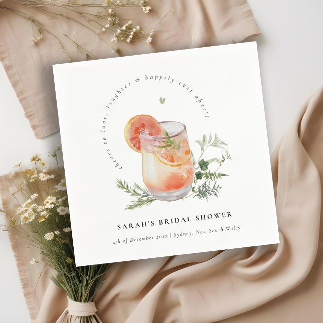 Elegant Orange Green Peach Cocktail Bridal Shower  Napkin (Creator Uploaded)