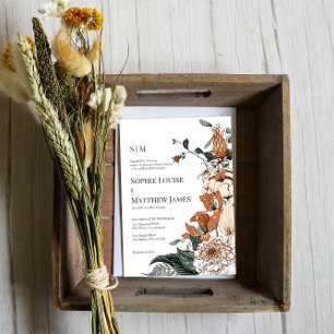 Elegant Orange & Green Watercolor Floral Wedding  Invitation