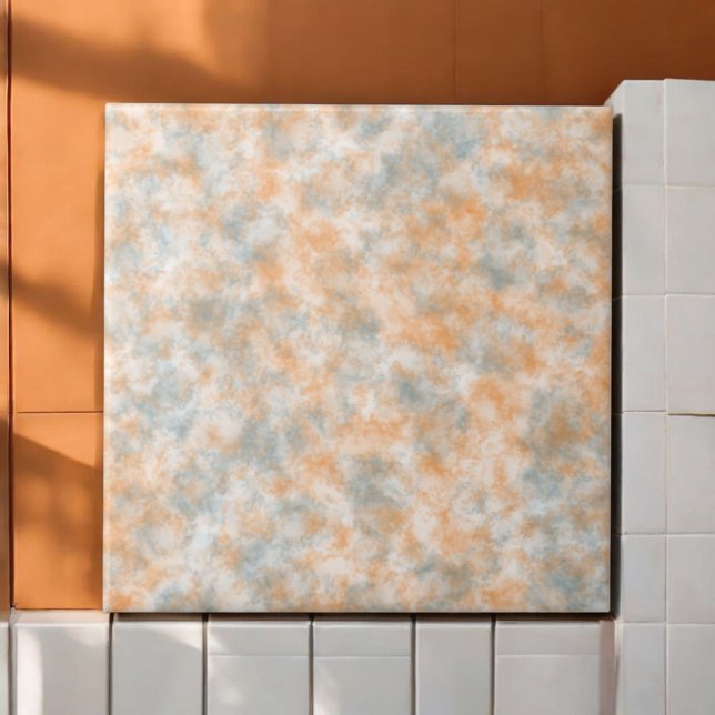 Elegant Orange Grey Watercolor Marble  Tile (Creator Uploaded)
