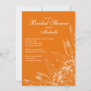 Elegant orange Lily Flower Bridal Shower Invitation