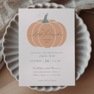 Elegant Orange Little Pumpkin Fall Baby Shower Magnetic Invitation