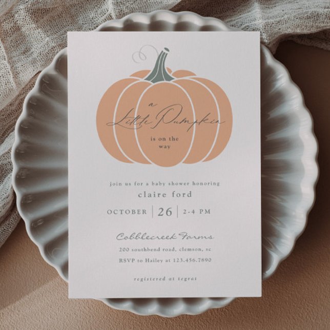 Elegant Orange Little Pumpkin Fall Baby Shower  Postcard (Elegant Orange Little Pumpkin Fall Baby Shower Invitation Postcard.)