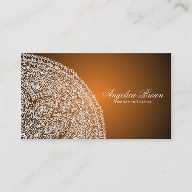 Elegant Orange Mandala Business Card (Front)