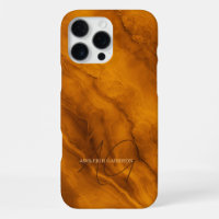 Elegant Orange Marble Custom Name Monogrammed