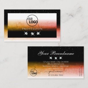 Elegant Orange Marbled Black White Add Logo Jewels Business Card